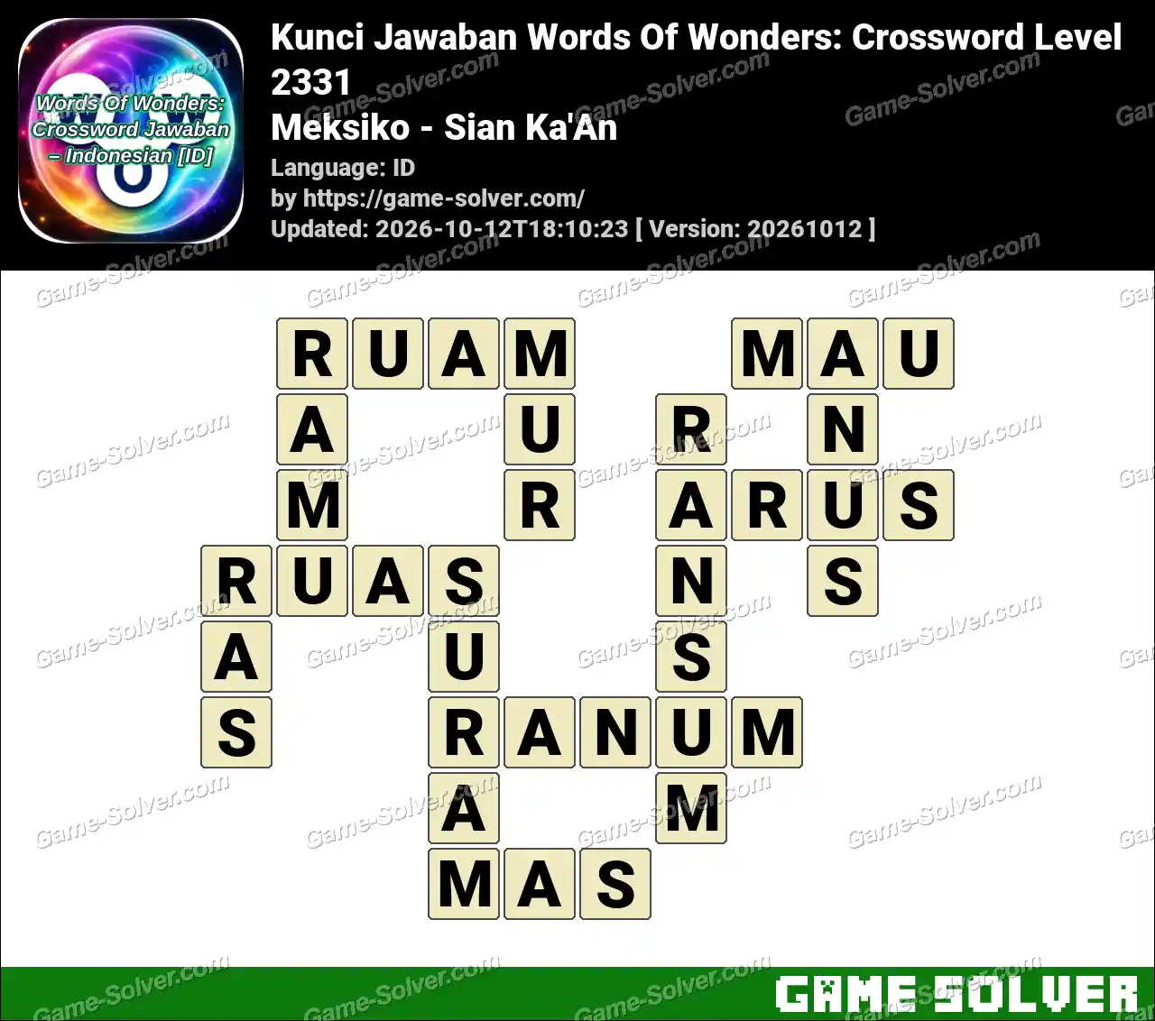 Kunci Jawaban Words Of Wonders: Crossword Level 2331 – Meksiko – Sian Ka’An
